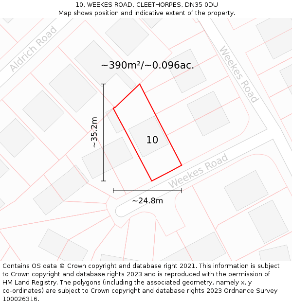 10, WEEKES ROAD, CLEETHORPES, DN35 0DU: Plot and title map