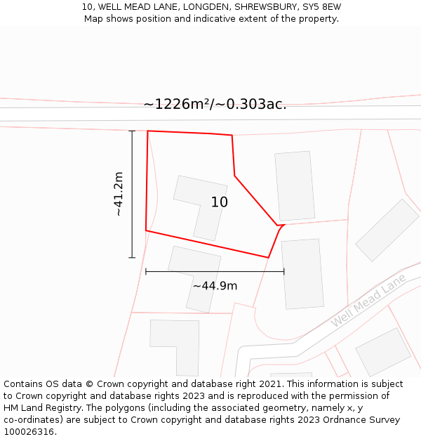 10, WELL MEAD LANE, LONGDEN, SHREWSBURY, SY5 8EW: Plot and title map