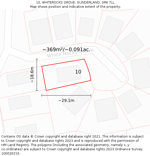 10, WHITEROCKS GROVE, SUNDERLAND, SR6 7LL: Plot and title map