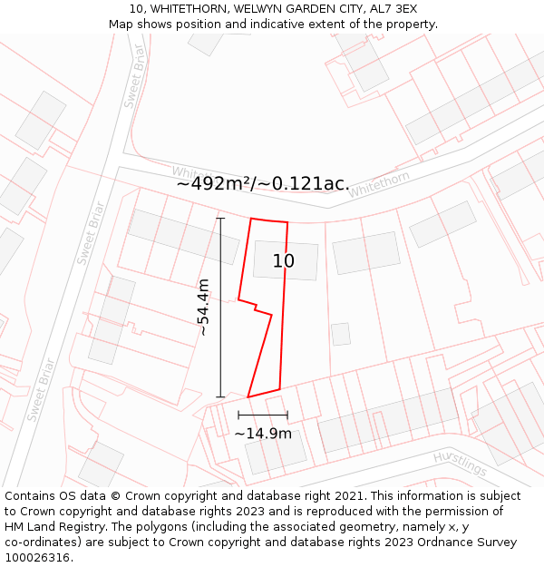 10, WHITETHORN, WELWYN GARDEN CITY, AL7 3EX: Plot and title map