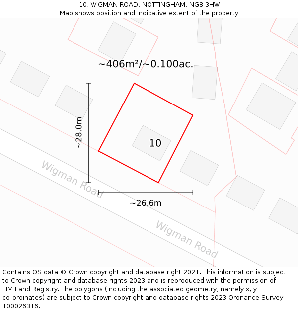 10, WIGMAN ROAD, NOTTINGHAM, NG8 3HW: Plot and title map