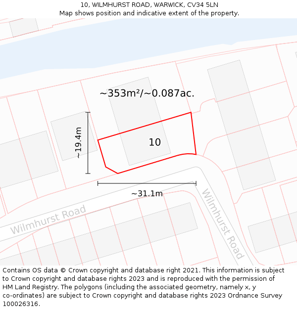 10, WILMHURST ROAD, WARWICK, CV34 5LN: Plot and title map