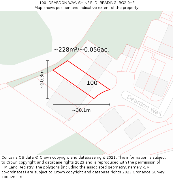 100, DEARDON WAY, SHINFIELD, READING, RG2 9HF: Plot and title map