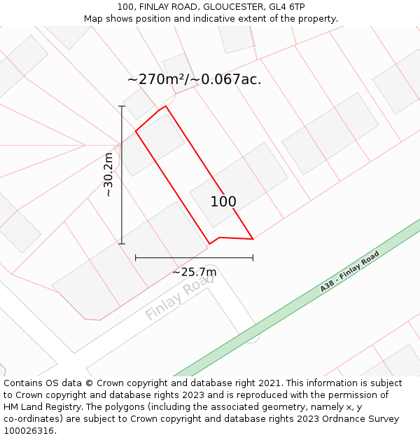 100, FINLAY ROAD, GLOUCESTER, GL4 6TP: Plot and title map