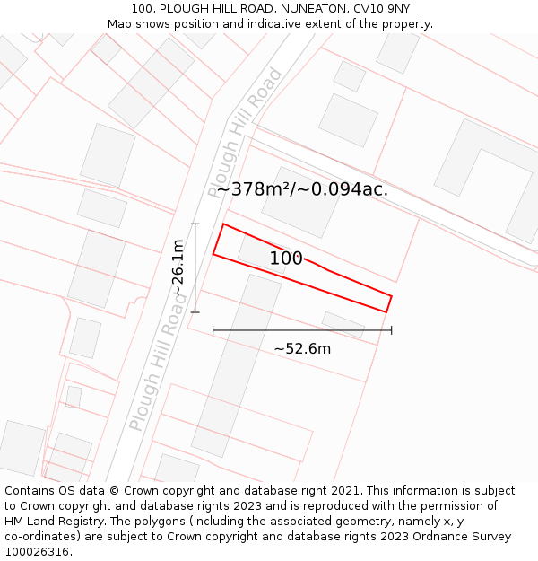 100, PLOUGH HILL ROAD, NUNEATON, CV10 9NY: Plot and title map