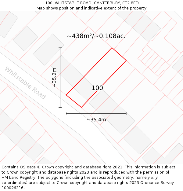 100, WHITSTABLE ROAD, CANTERBURY, CT2 8ED: Plot and title map