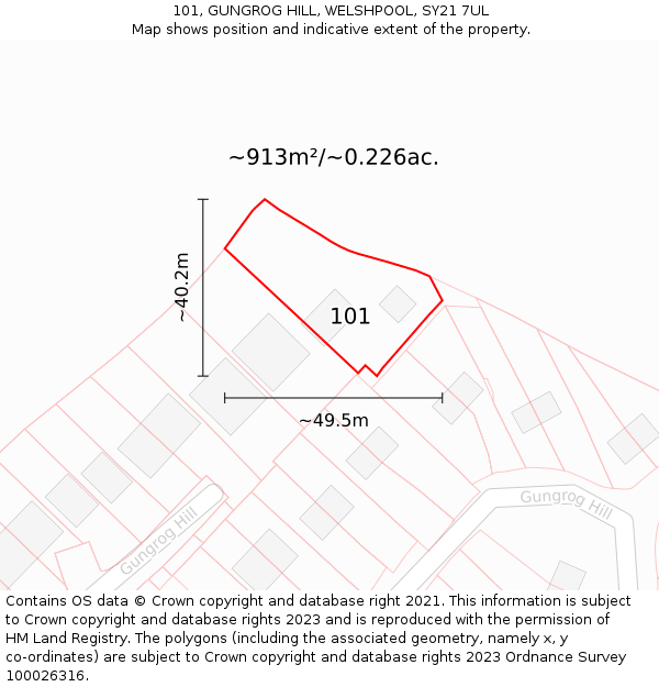 101, GUNGROG HILL, WELSHPOOL, SY21 7UL: Plot and title map