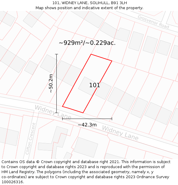 101, WIDNEY LANE, SOLIHULL, B91 3LH: Plot and title map