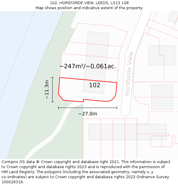 102, HORSFORDE VIEW, LEEDS, LS13 1GE: Plot and title map