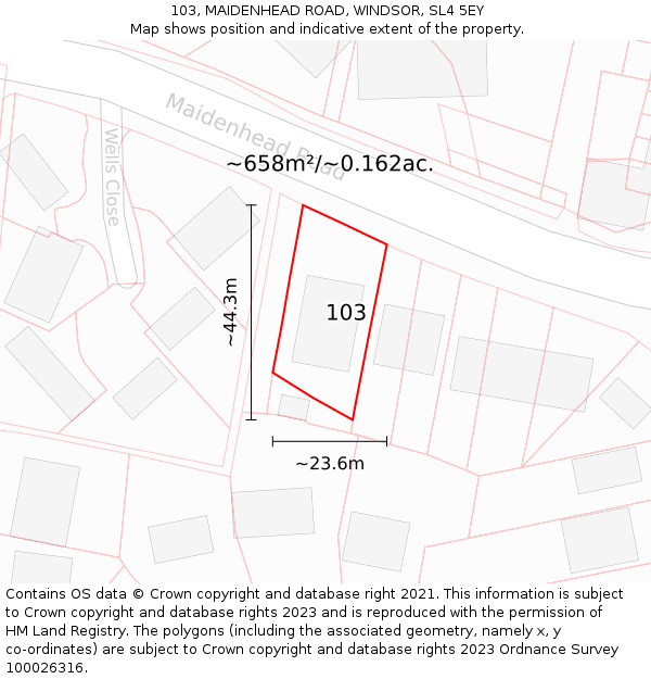 103, MAIDENHEAD ROAD, WINDSOR, SL4 5EY: Plot and title map