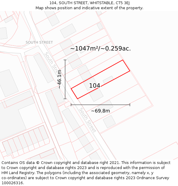 104, SOUTH STREET, WHITSTABLE, CT5 3EJ: Plot and title map