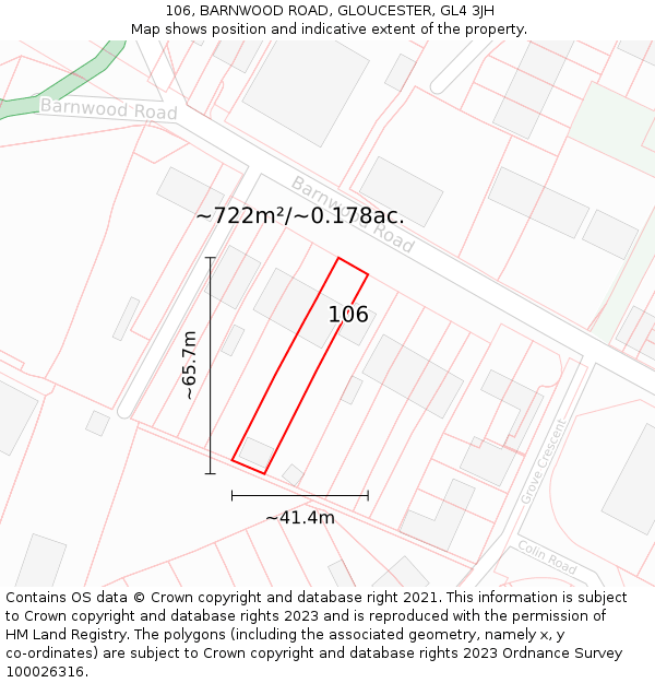 106, BARNWOOD ROAD, GLOUCESTER, GL4 3JH: Plot and title map