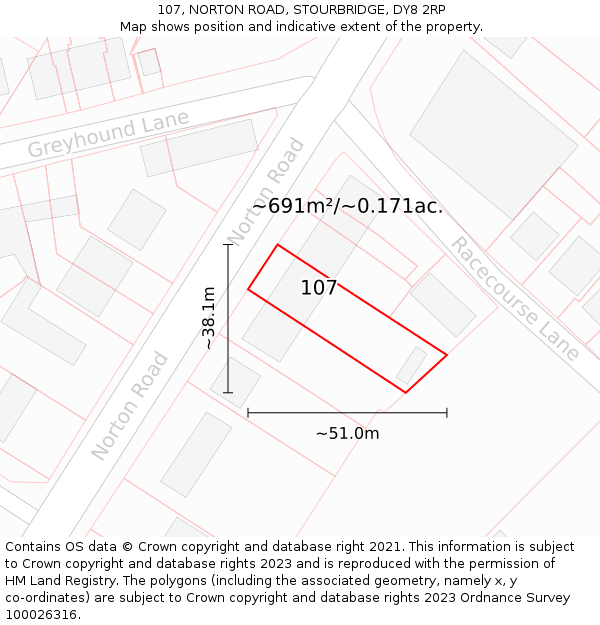 107, NORTON ROAD, STOURBRIDGE, DY8 2RP: Plot and title map
