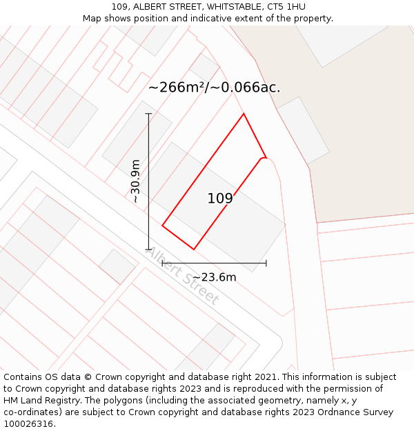 109, ALBERT STREET, WHITSTABLE, CT5 1HU: Plot and title map