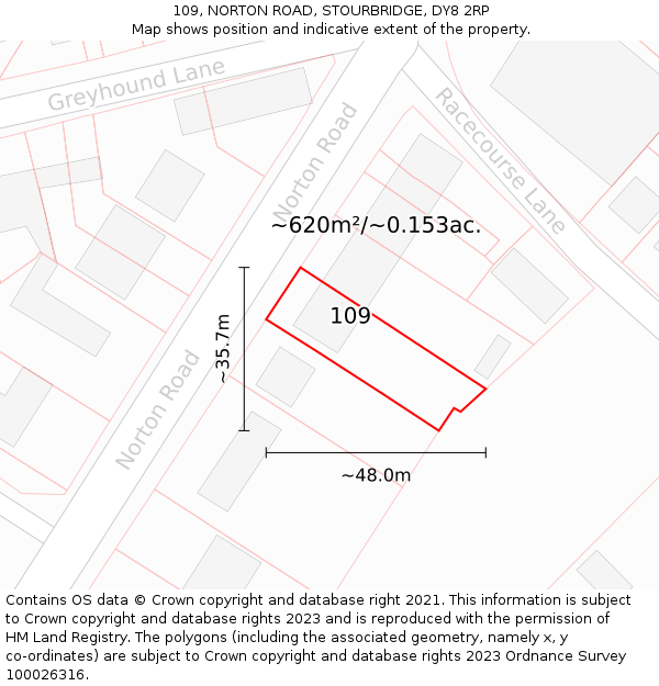 109, NORTON ROAD, STOURBRIDGE, DY8 2RP: Plot and title map