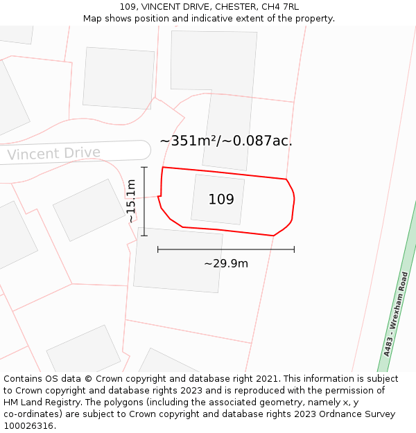 109, VINCENT DRIVE, CHESTER, CH4 7RL: Plot and title map