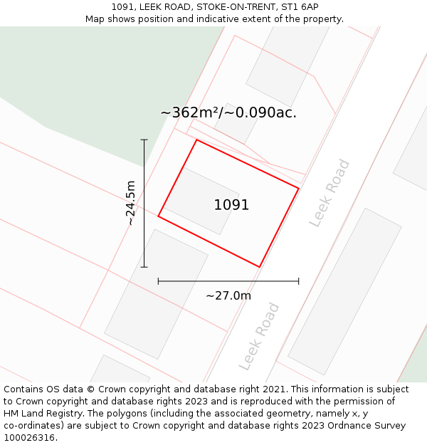 1091, LEEK ROAD, STOKE-ON-TRENT, ST1 6AP: Plot and title map