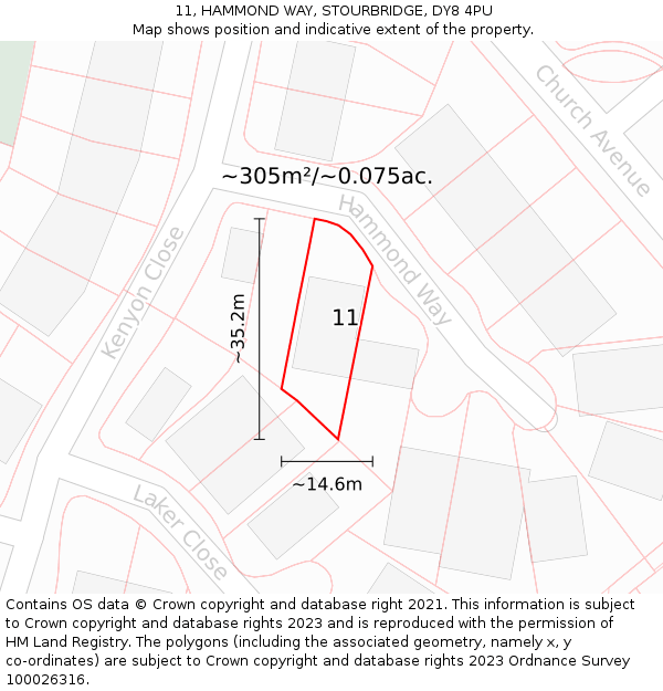 11, HAMMOND WAY, STOURBRIDGE, DY8 4PU: Plot and title map