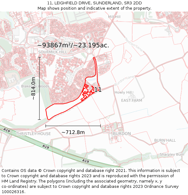 11, LEIGHFIELD DRIVE, SUNDERLAND, SR3 2DD: Plot and title map