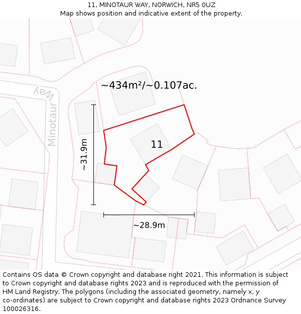 11, MINOTAUR WAY, NORWICH, NR5 0UZ: Plot and title map