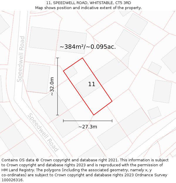 11, SPEEDWELL ROAD, WHITSTABLE, CT5 3RD: Plot and title map