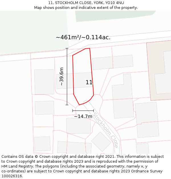 11, STOCKHOLM CLOSE, YORK, YO10 4NU: Plot and title map