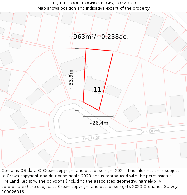 11, THE LOOP, BOGNOR REGIS, PO22 7ND: Plot and title map