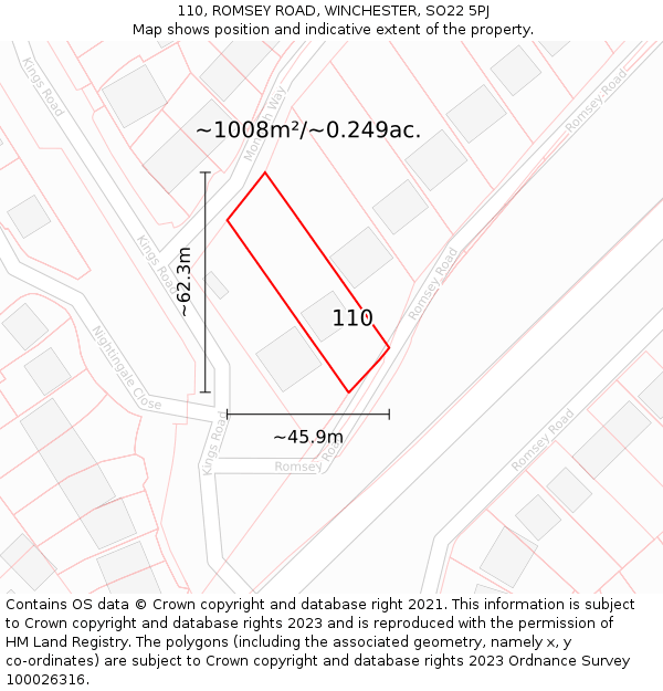 110, ROMSEY ROAD, WINCHESTER, SO22 5PJ: Plot and title map