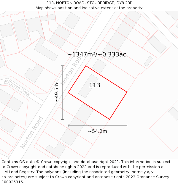 113, NORTON ROAD, STOURBRIDGE, DY8 2RP: Plot and title map