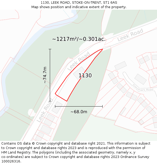 1130, LEEK ROAD, STOKE-ON-TRENT, ST1 6AS: Plot and title map