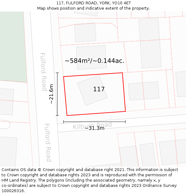 117, FULFORD ROAD, YORK, YO10 4ET: Plot and title map