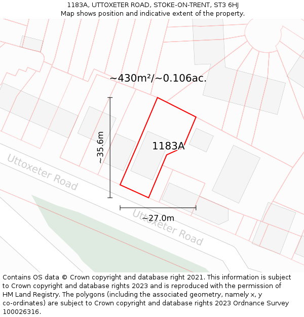 1183A, UTTOXETER ROAD, STOKE-ON-TRENT, ST3 6HJ: Plot and title map