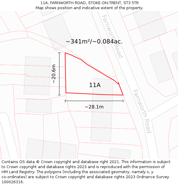 11A, FARNWORTH ROAD, STOKE-ON-TRENT, ST3 5TR: Plot and title map
