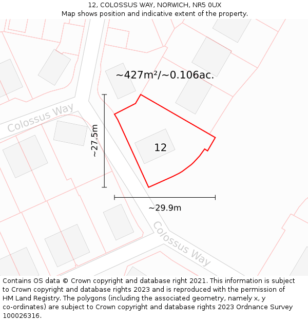 12, COLOSSUS WAY, NORWICH, NR5 0UX: Plot and title map