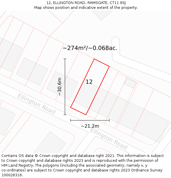 12, ELLINGTON ROAD, RAMSGATE, CT11 9SJ: Plot and title map