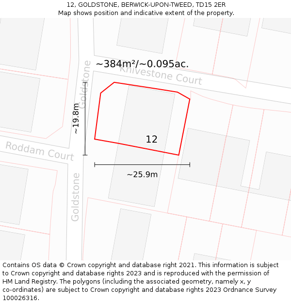 12, GOLDSTONE, BERWICK-UPON-TWEED, TD15 2ER: Plot and title map