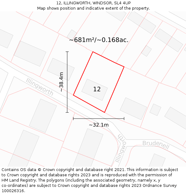 12, ILLINGWORTH, WINDSOR, SL4 4UP: Plot and title map