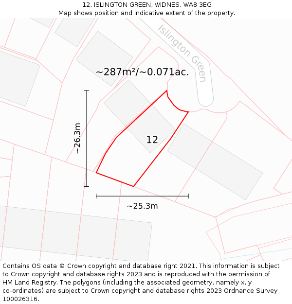 12, ISLINGTON GREEN, WIDNES, WA8 3EG: Plot and title map