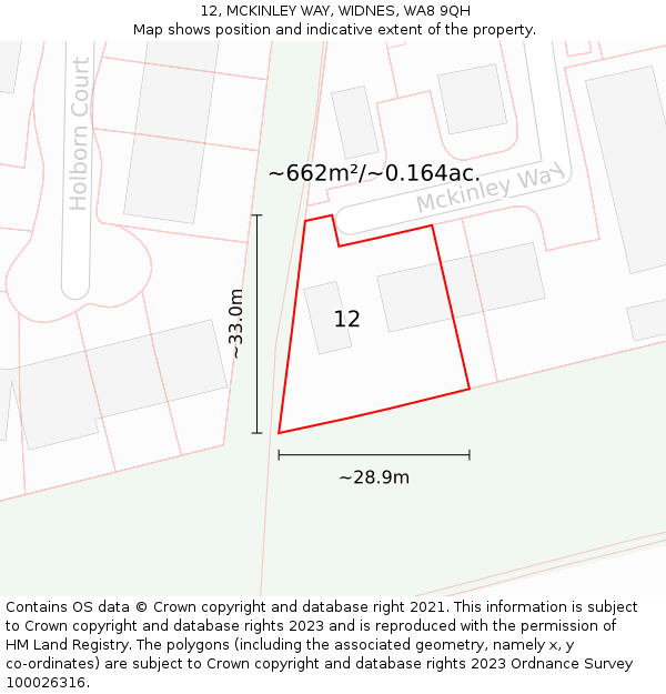 12, MCKINLEY WAY, WIDNES, WA8 9QH: Plot and title map