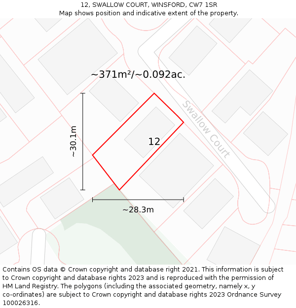12, SWALLOW COURT, WINSFORD, CW7 1SR: Plot and title map