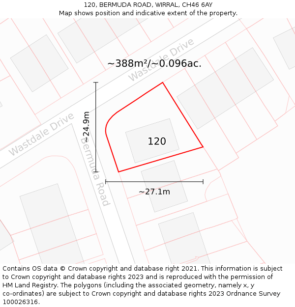 120, BERMUDA ROAD, WIRRAL, CH46 6AY: Plot and title map