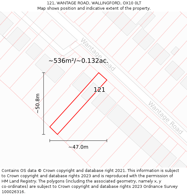 121, WANTAGE ROAD, WALLINGFORD, OX10 0LT: Plot and title map