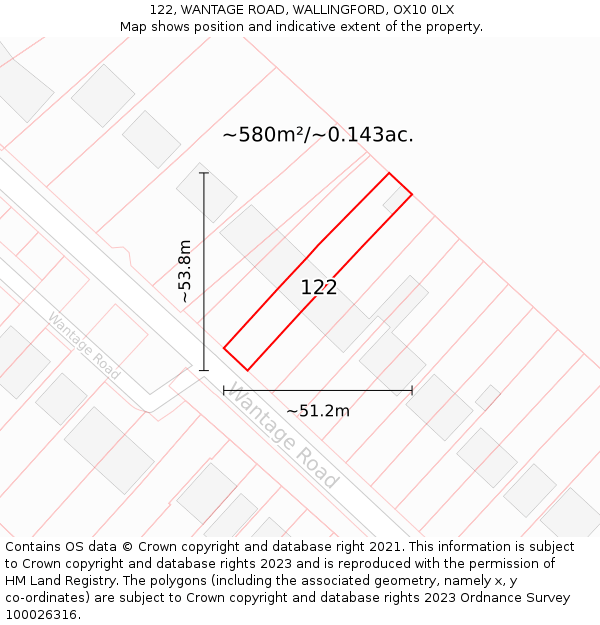 122, WANTAGE ROAD, WALLINGFORD, OX10 0LX: Plot and title map