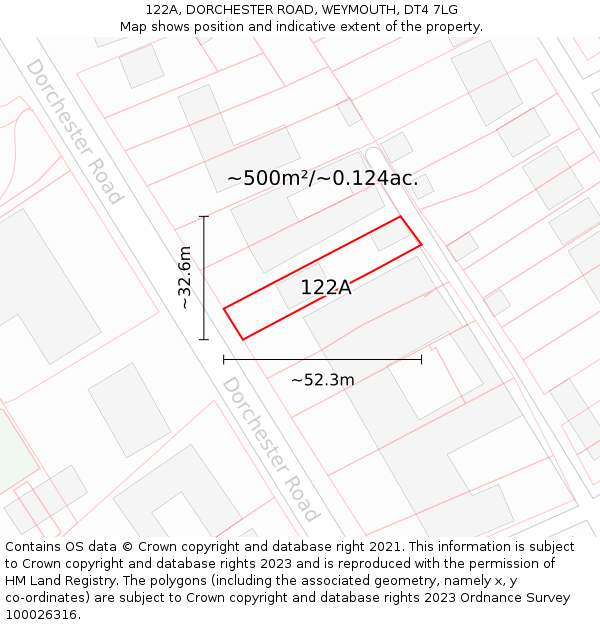 122A, DORCHESTER ROAD, WEYMOUTH, DT4 7LG: Plot and title map