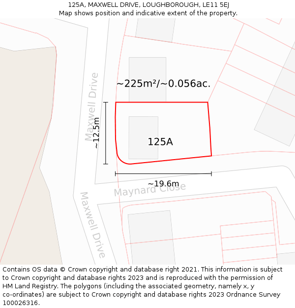 125A, MAXWELL DRIVE, LOUGHBOROUGH, LE11 5EJ: Plot and title map