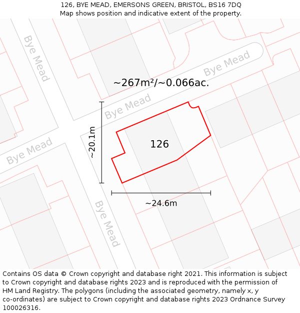 126, BYE MEAD, EMERSONS GREEN, BRISTOL, BS16 7DQ: Plot and title map