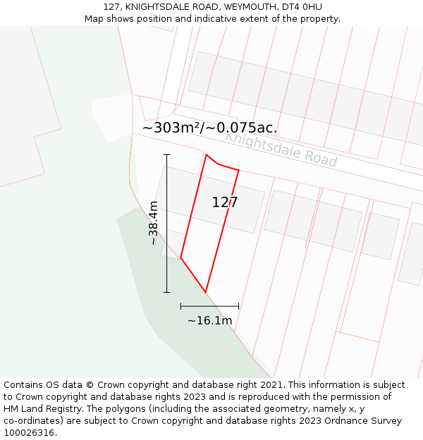 127, KNIGHTSDALE ROAD, WEYMOUTH, DT4 0HU: Plot and title map