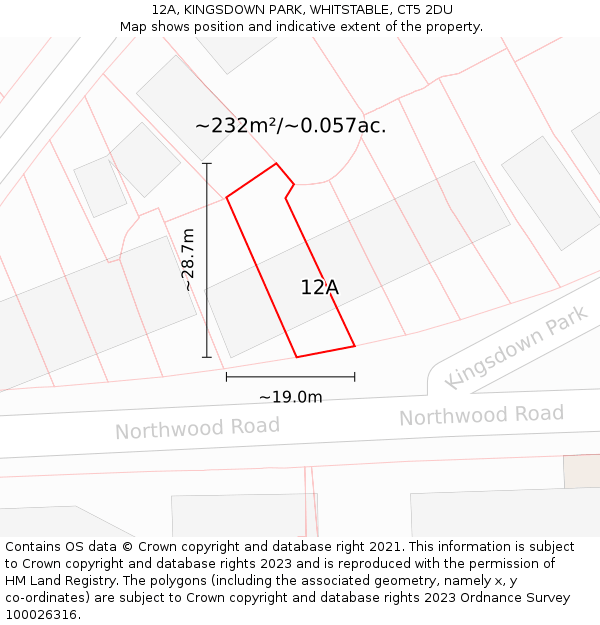 12A, KINGSDOWN PARK, WHITSTABLE, CT5 2DU: Plot and title map