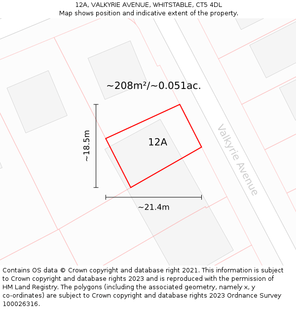 12A, VALKYRIE AVENUE, WHITSTABLE, CT5 4DL: Plot and title map