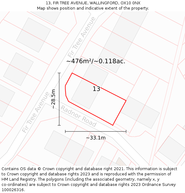 13, FIR TREE AVENUE, WALLINGFORD, OX10 0NX: Plot and title map